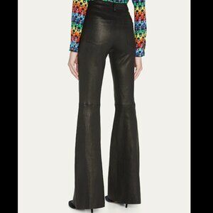 Alice + Olivia Brent High-Waist Leather Bell Pants